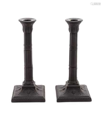 *A Pair of Italian Basalt Candlesticks