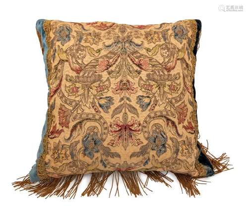 An Embroidered Throw Pillow