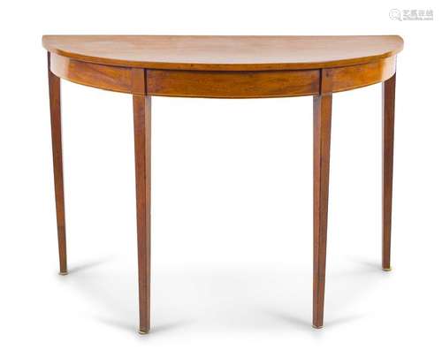 *A George III Style Mahogany Demilune Table