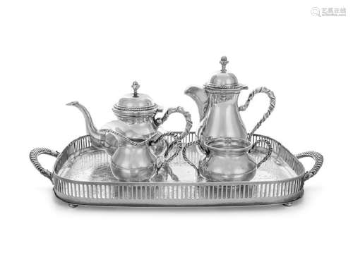 An Italian Silver Four-Piece Bachelor