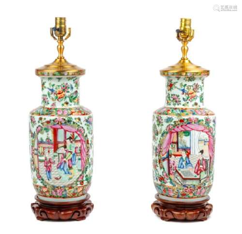 *A Pair of Chinese Export Famille Rose Porcelain Jars