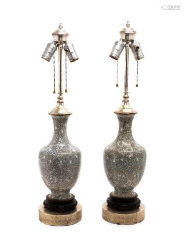 A Pair of Chinese Export Cloisonne Lamps