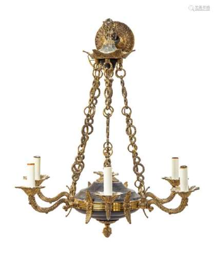 An Empire Style Brass and Tole Chandelier