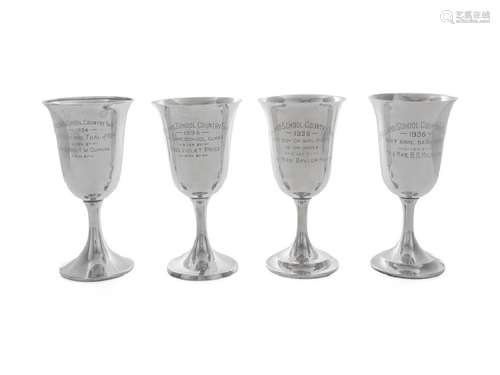 *A Group of Four American Silver Presentation Goblets