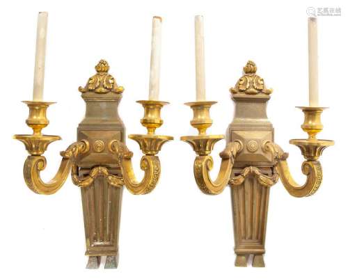 A Pair of Neoclassical Style Gilt Bronze Two-Light