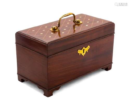 *An English Mahogany and Marquetry Tea Caddy