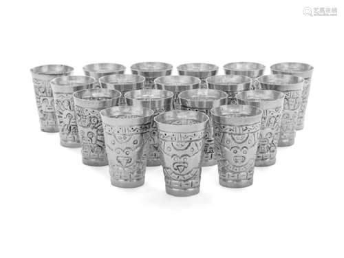 *A Set of Eighteen South American Shot Glasses