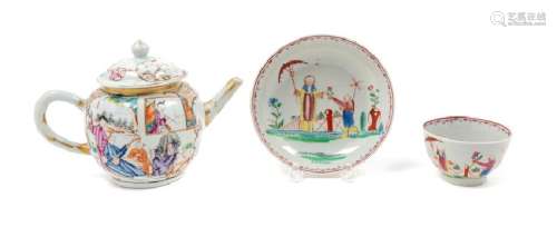 A Chinese Export Famille Rose Porcelain Teapot and