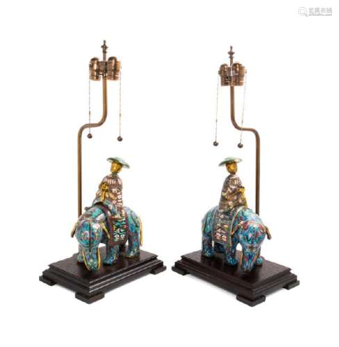 A Pair of Chinese Export Cloisonne Table Lamps