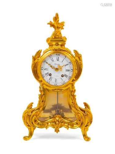 *A Louis XV Style Gilt Bronze Mantel Clock