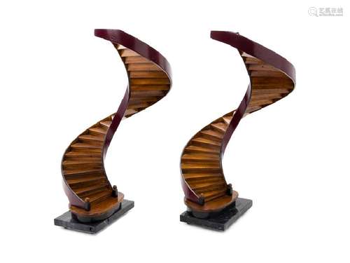 *A Pair of Partial Painted Wood Staircase Models