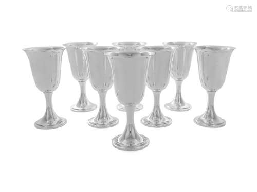 *A Set of Eight American Silver Water Goblets