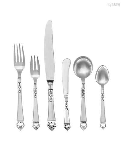 *A Danish Silver Flatware Service