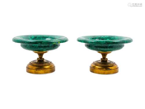 A Pair of Malachite-Veneered Tazze