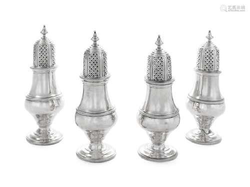 A Set of Four English Silver Casters