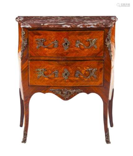 *A Louis XV Style Gilt Bronze Mounted Marquetry Commode