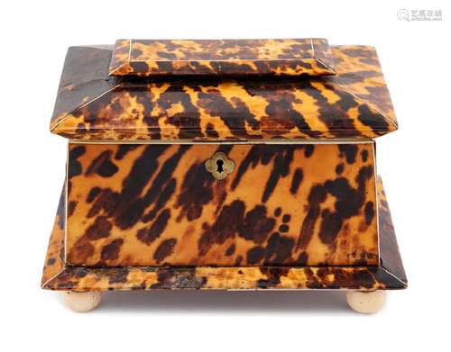 A Regency Tortoise Shell Tea Caddy