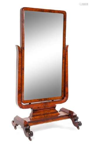 An American Empire Mahogany Cheval Mirror