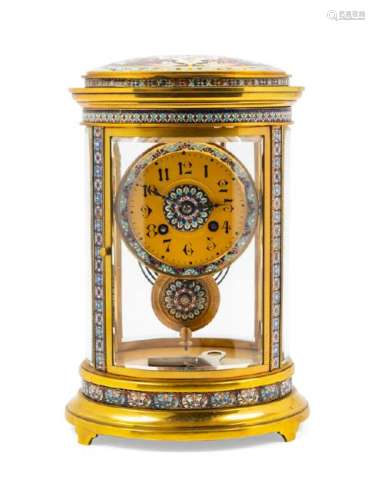 A French Champleve Mantel Clock