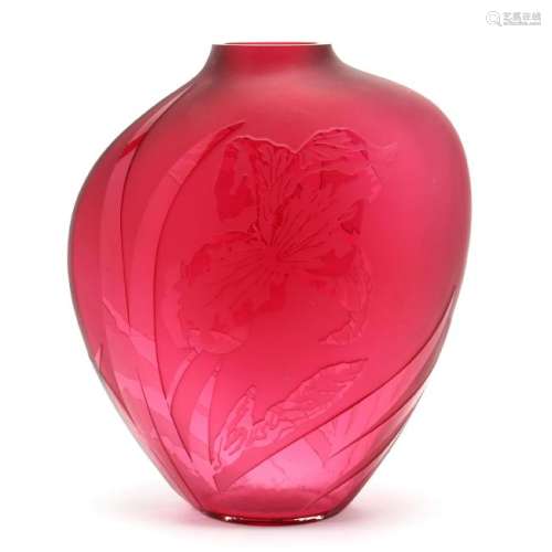 Red Cameo Glass Vase