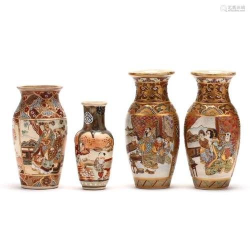 Four Japanese Satsuma Vases