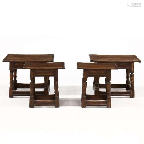 Four William and Mary Style Small Joint Low Tables