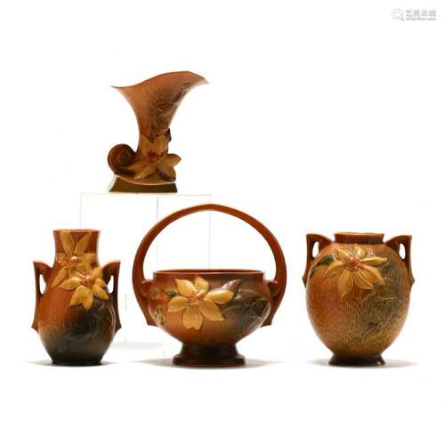 Four Roseville Art Pottery Vases