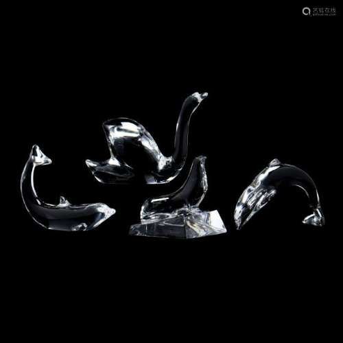 A Collection of Four Baccarat Crystal Animals