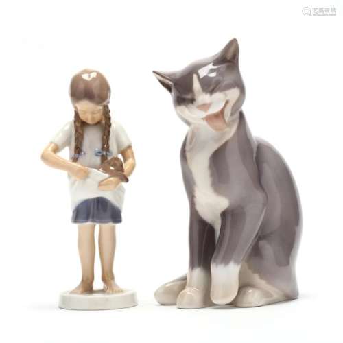 Two Cat Related Figurines, Bing & Grondahl