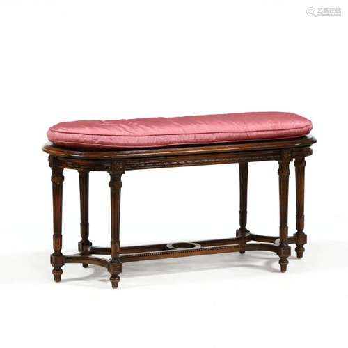 Louis XVI Style Carved Walnut Bench