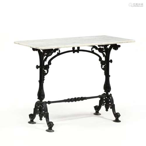 Antique French Iron and Marble Table