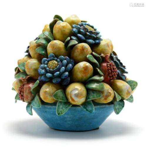 Italian Pottery Basket of Fruit