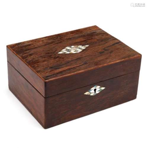 A Wooden Box with Mother of Pearl and Bone Inlay