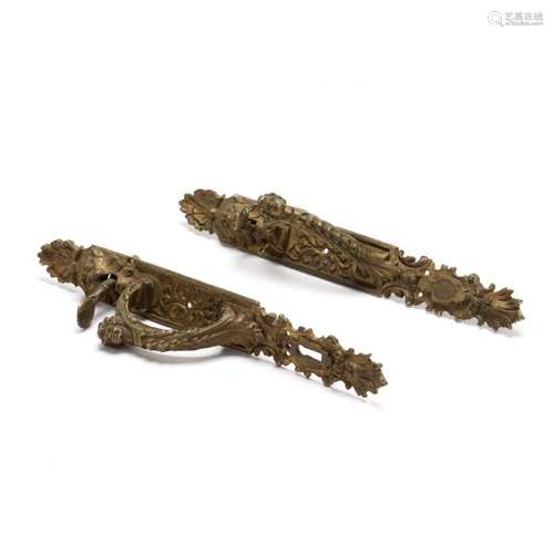 Pair of Ornate Cast Brass Door Latches