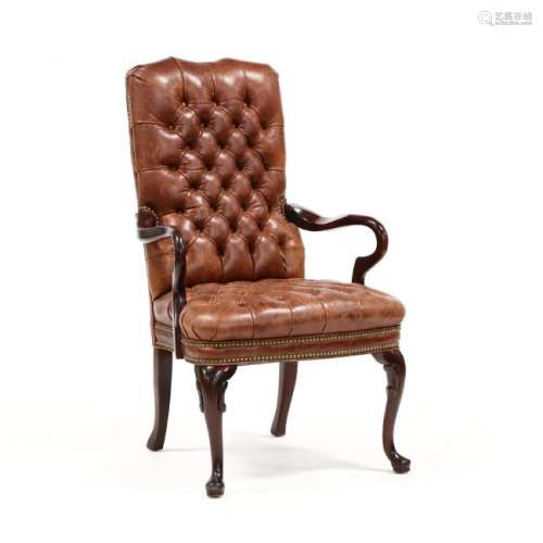 Queen Anne Style Leather Lolling Chair