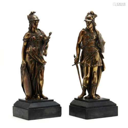 A Pair of Grand Tour Bronzes of Ares and Athena