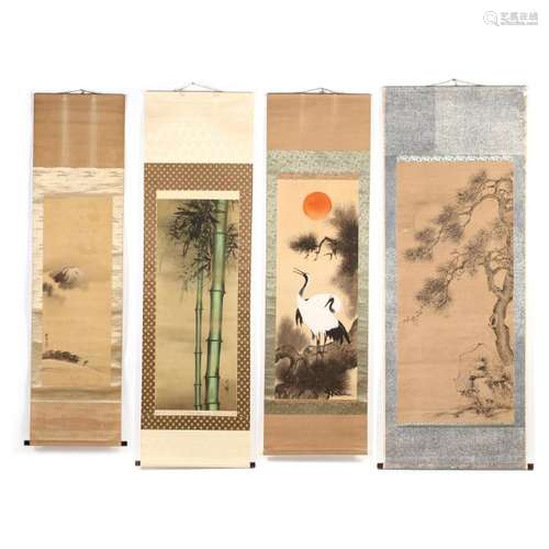 A Group of Four Japanese Hanging Scrolls