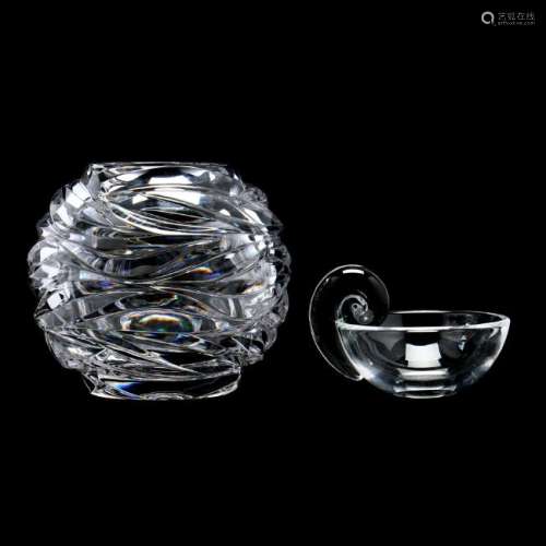 Two Art Glass Accessories, Steuben and Tiffany & Co.