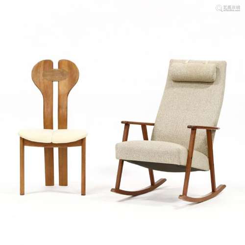 Danish Modern Sculptural Chair and Rocker