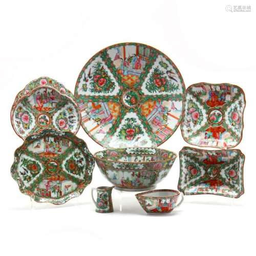 An Assortment of Eight Chinese Export Serving Pieces