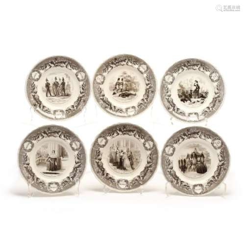 A Set of Six Creil Creamware Plates