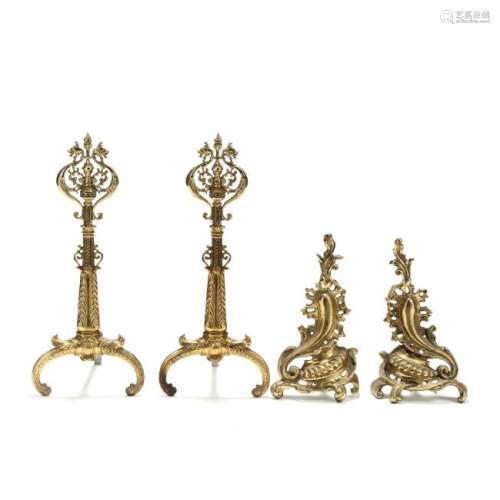 Two Pair of Brass Andirons