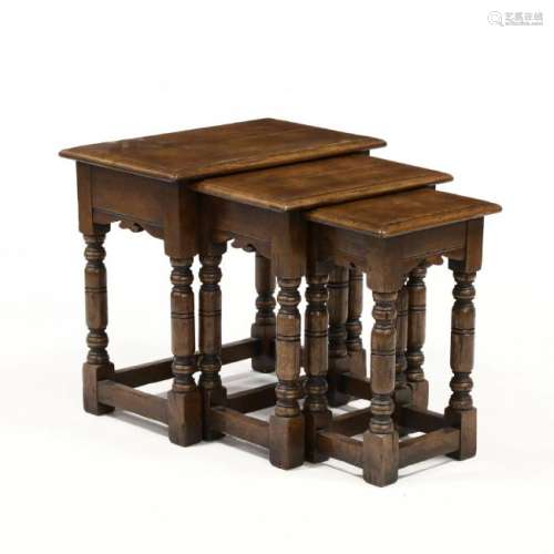 Nest of Three English Jacobean Style Tables