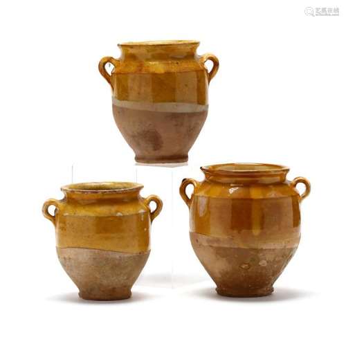 Three Antique Small Confit Pots