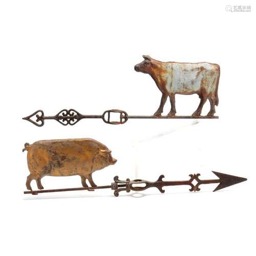 Pig and Cow Weathervanes