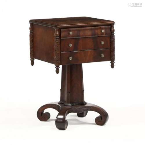 Classical Style Mahogany Three Drawer Sewing Stand