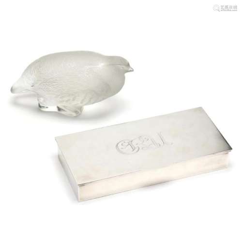 Lalique Quail and Sterling Silver Box