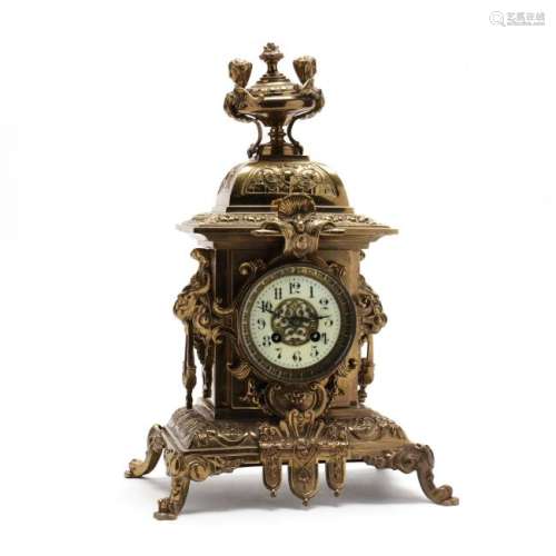 Japy Freres, Rococo Style Brass Clock