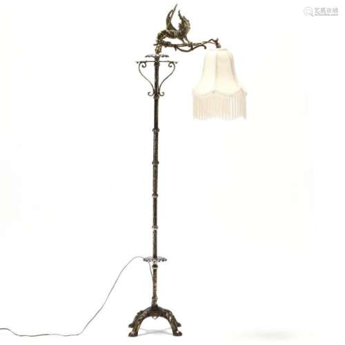 Vintage Steel and Brass Floor Lamp