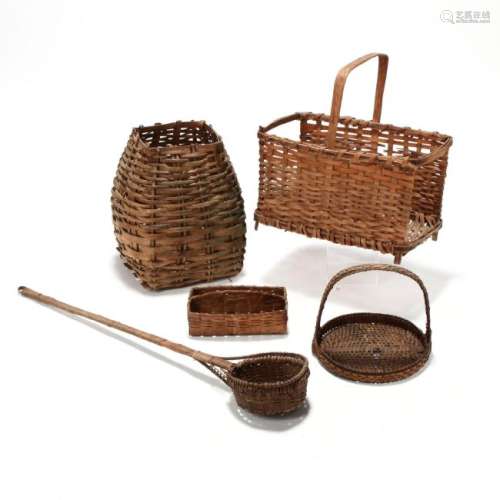 A Group of Five Early Baskets of Interest